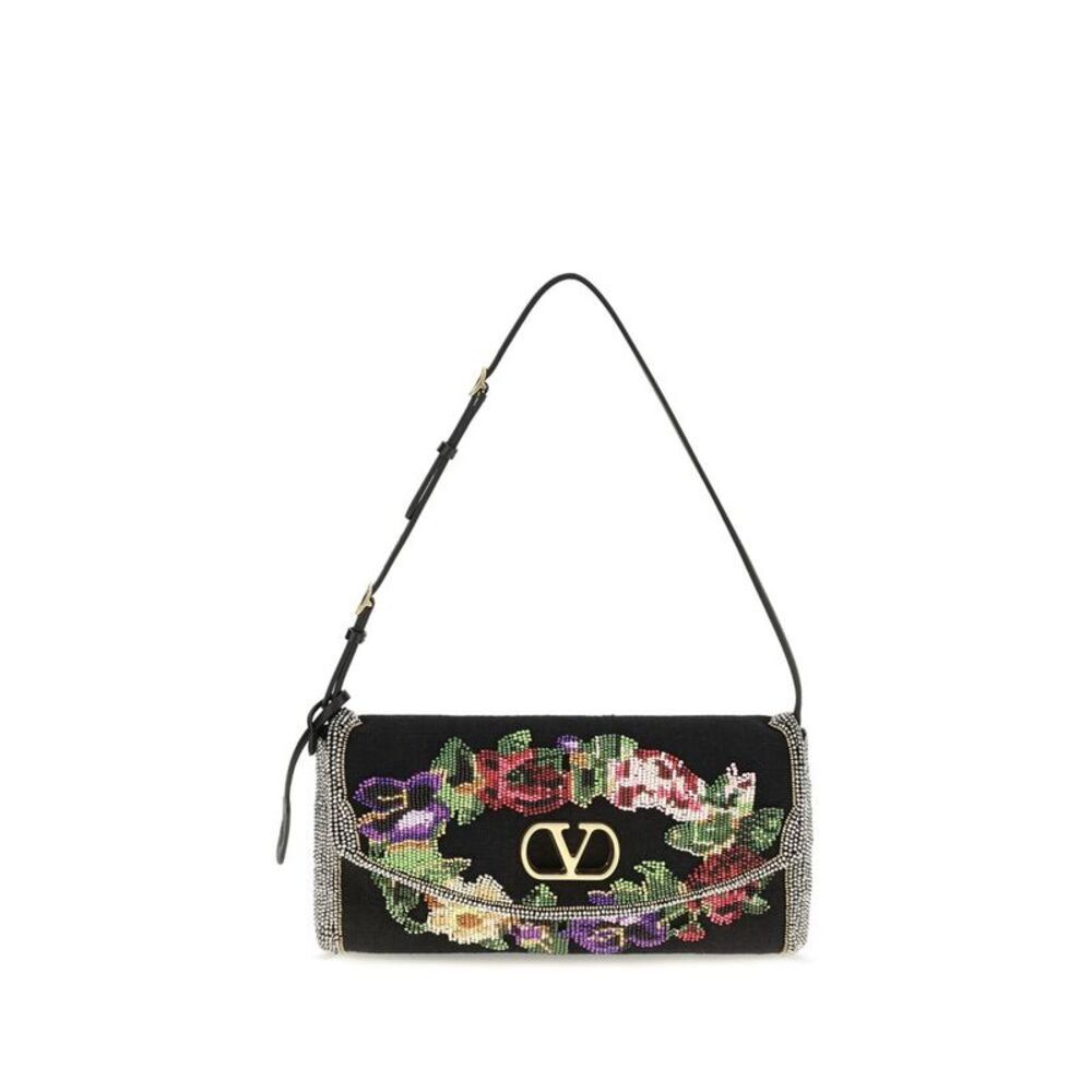 Valentino Garavani Black Satin Shoulder Women's Bag